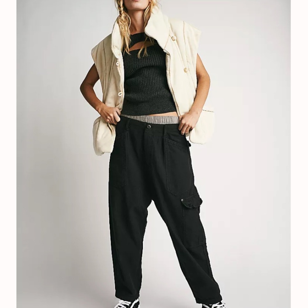 Free People Bay to breakers pant black size small